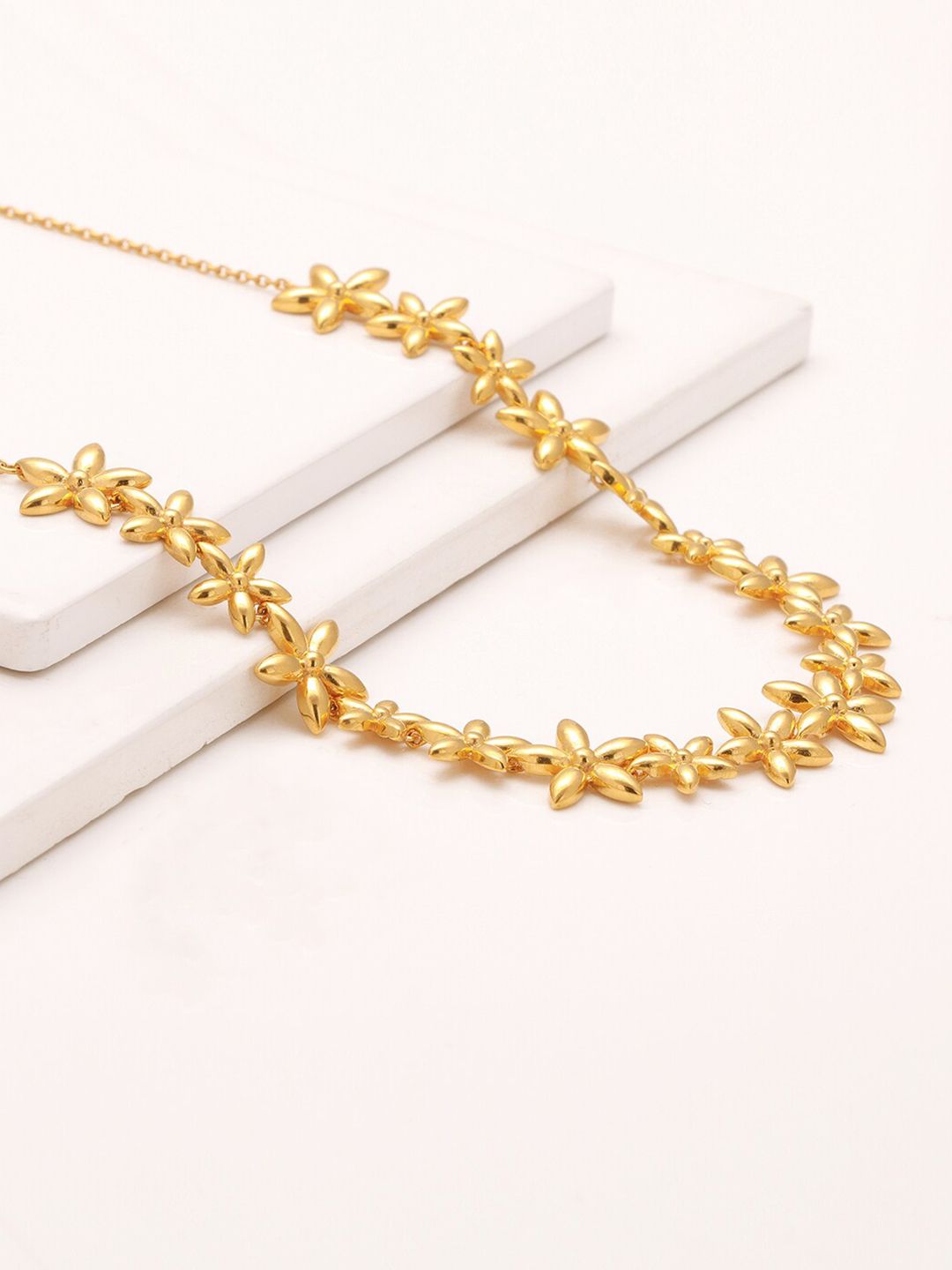 GIVA Gold-Toned Sterling Silver Gold-Plated Necklace Price in India