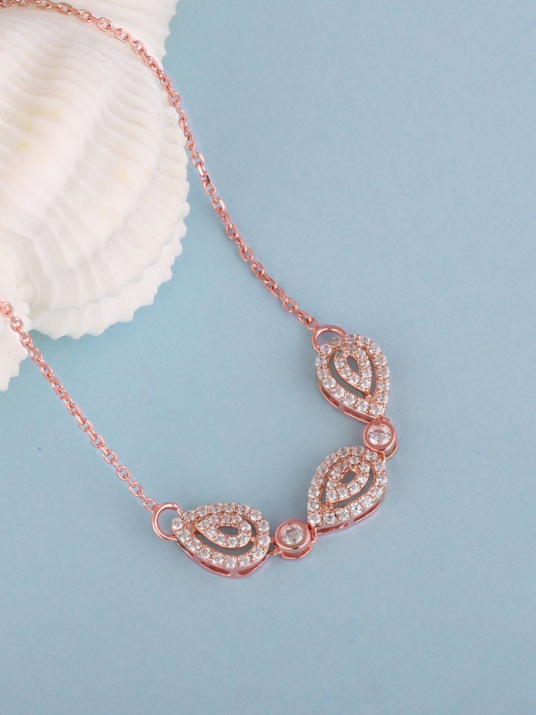 GIVA Rose Gold & Silver-Toned Sterling Silver Rose Gold-Plated Chain Price in India