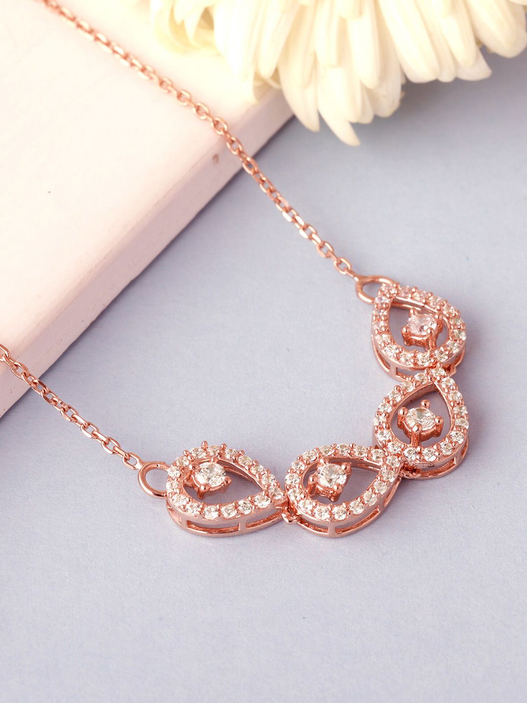 GIVA Rose Gold Plated & Silver-Toned Sterling Silver Chain Price in India