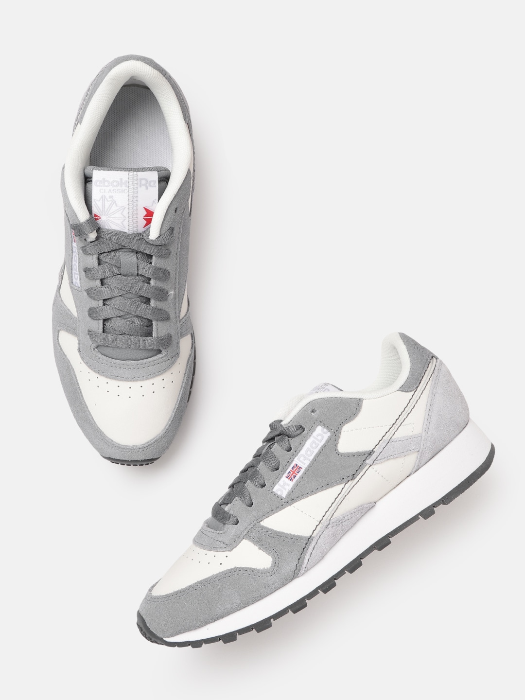 Reebok Classic Unisex Grey & Off-White Perforated Classic Leather Make It Yours Sneakers Price in India
