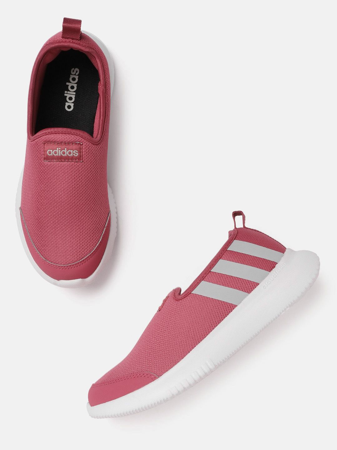 ADIDAS Women Pink & Grey Woven Design BreezeWalk Shoes Price in India