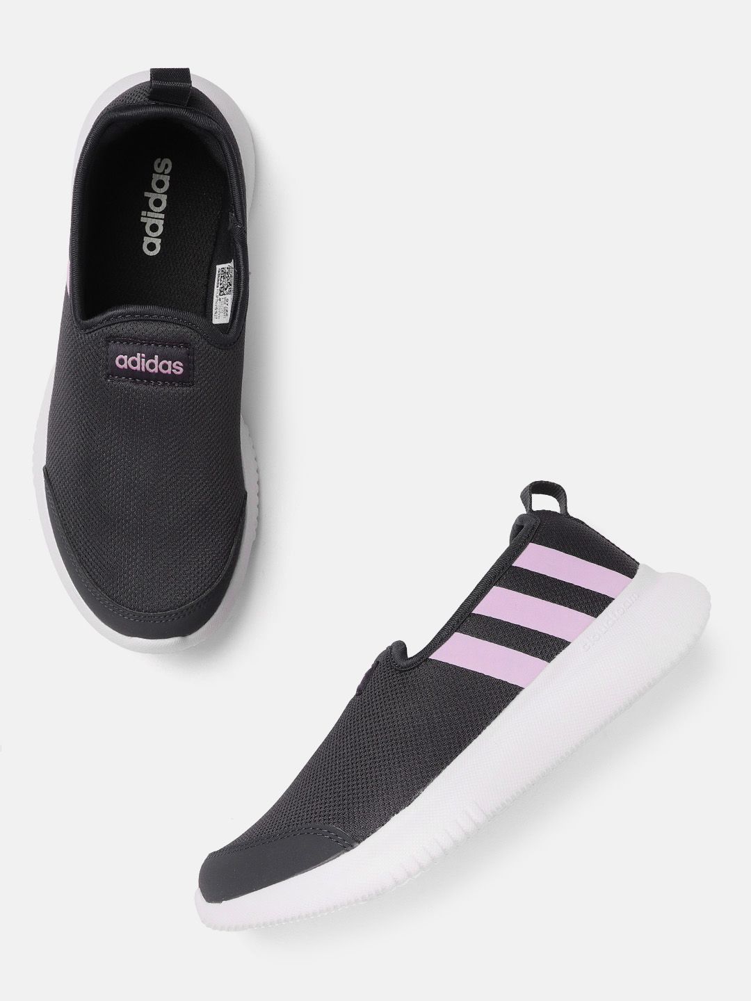 ADIDAS Women Black & Lavender Woven Design BreezeWalk Shoes Price in India