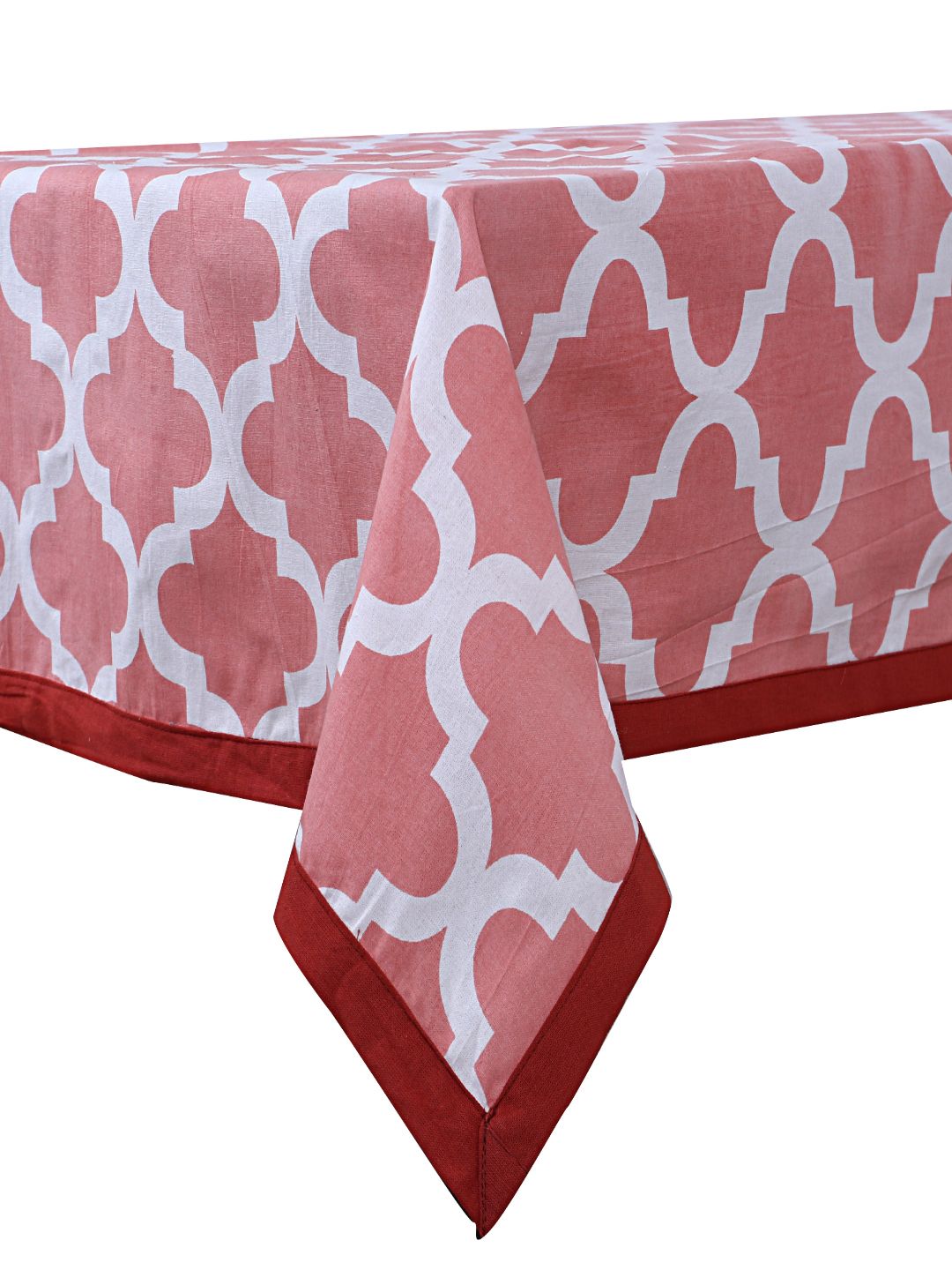 INDHOME LIFE Mauve & White Pattern Pure Cotton 6-Seater Table Covers Price in India