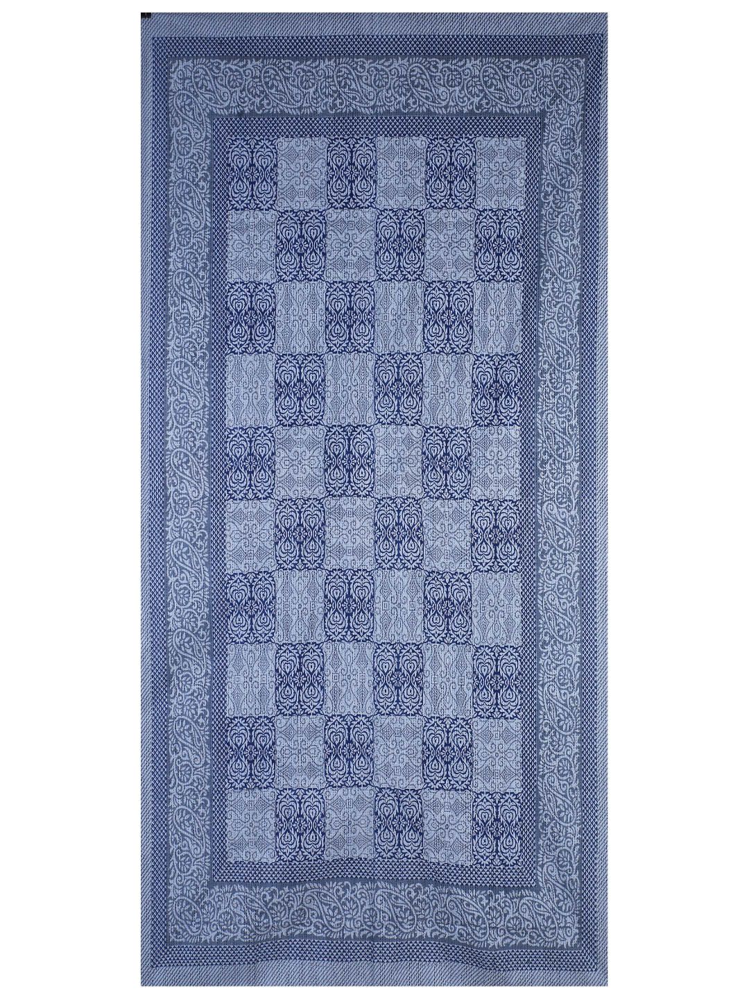 INDHOME LIFE Blue & Grey Printed 6-Seater Cotton 200 TC Table Covers Price in India