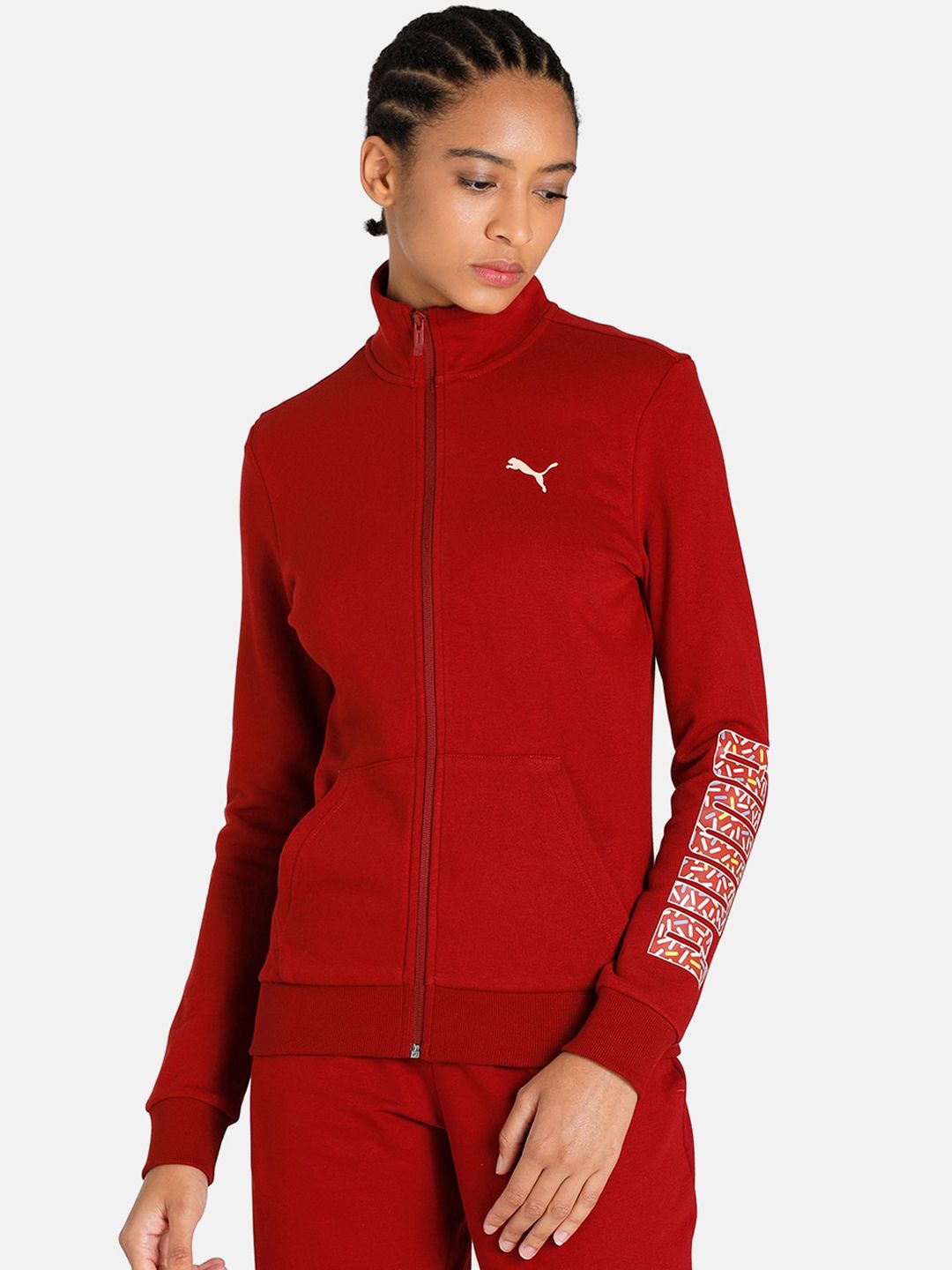 Puma Women Red solid Sporty Jacket Price in India