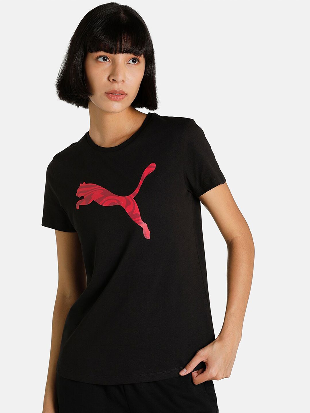 Puma Women Black PUMA Graphic T-Shirt Price in India