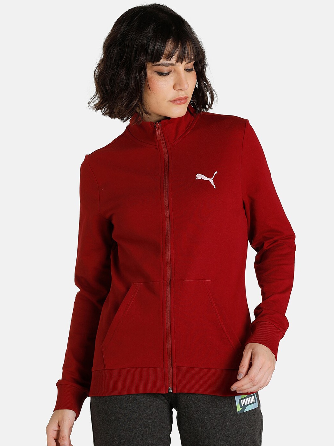Puma Women Red Printed Cotton Sporty Jackets Price in India