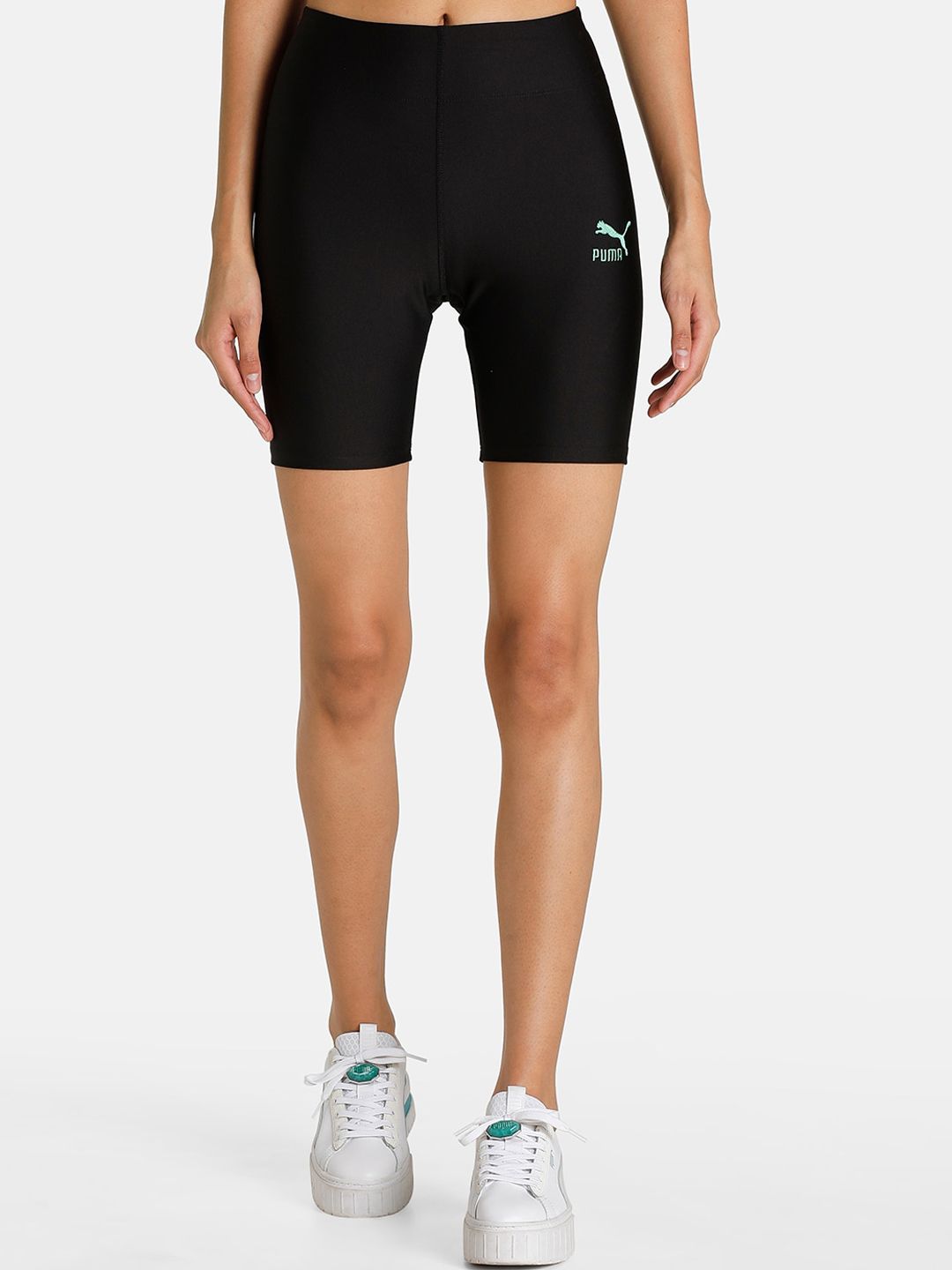 Puma Women Black Slim Fit High-Rise Cycling Sports Shorts -53663101 Price in India