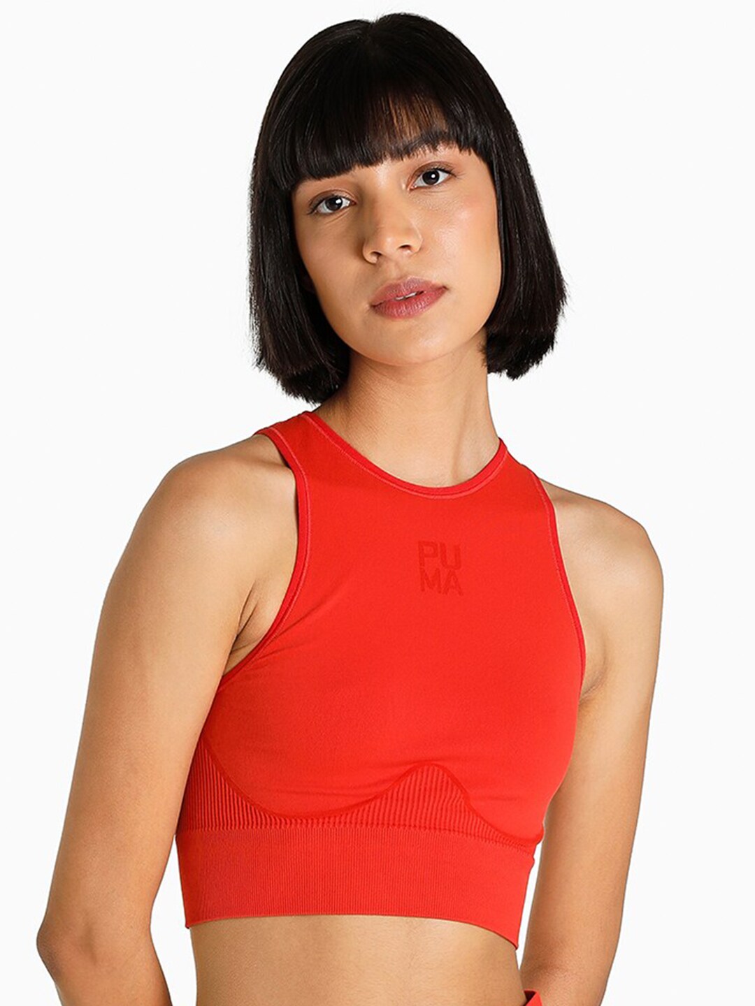 Puma Women Red Solid Infuse evoKNIT Cropped Top Price in India