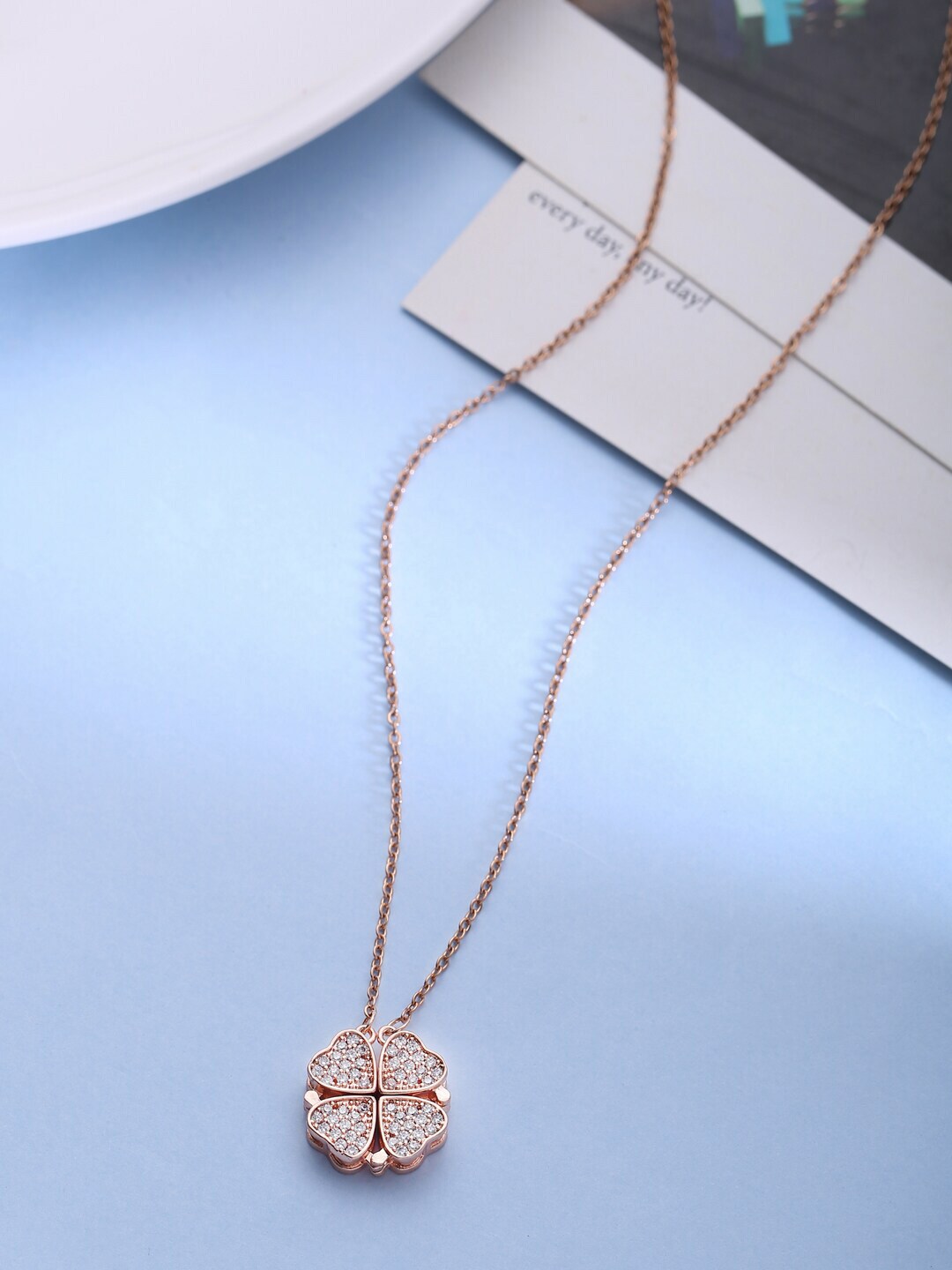kashwini Rose Gold & White Brass Rose Gold-Plated Necklace Price in India