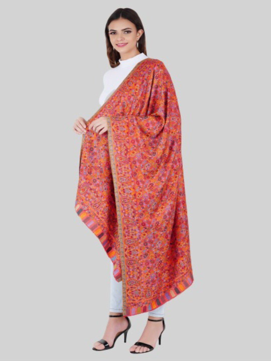 MUFFLY Women Red & Blue Printed Stole Price in India