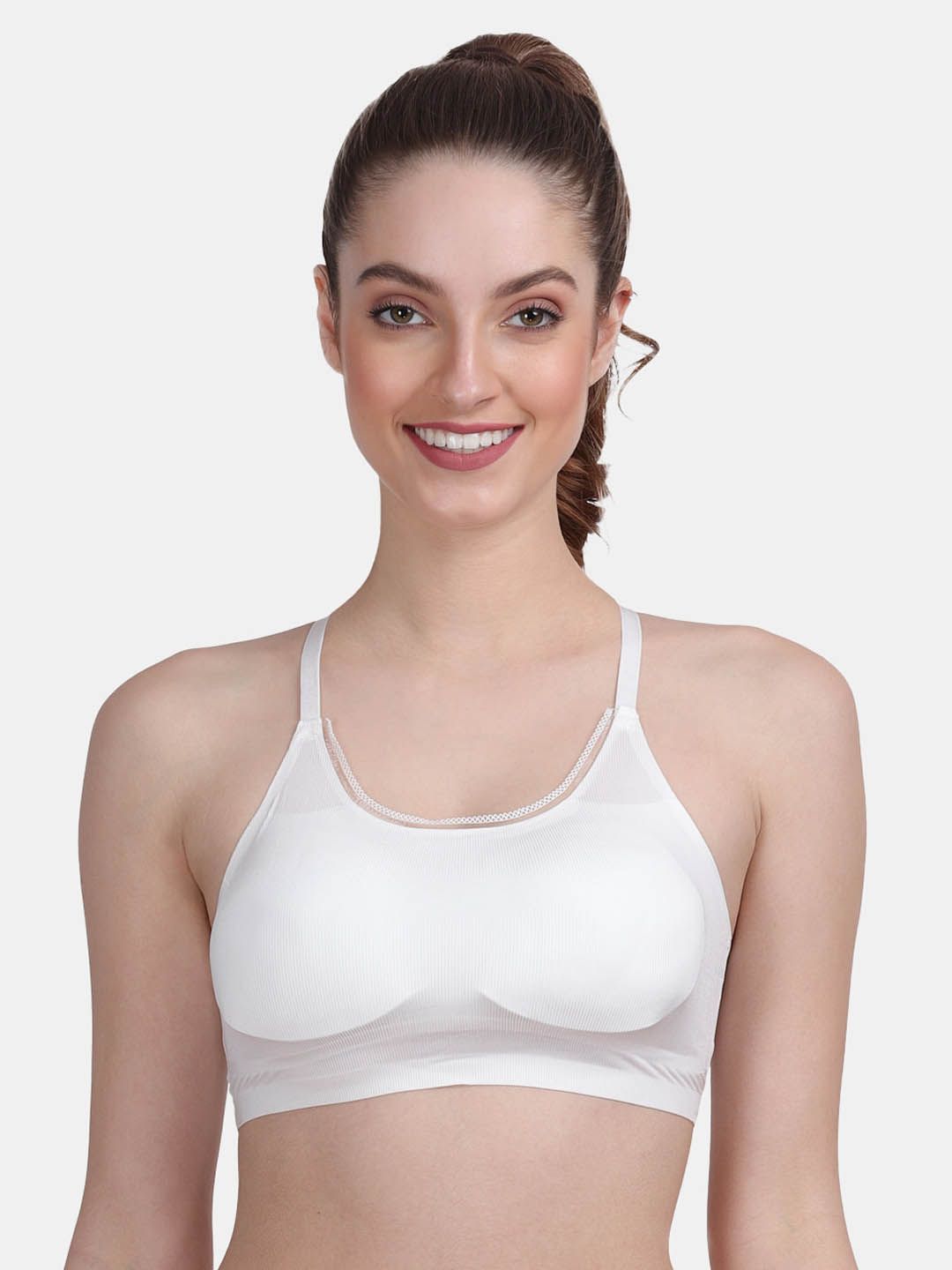 Amour Secret Women White Lightly Padded Sports Bra Price in India