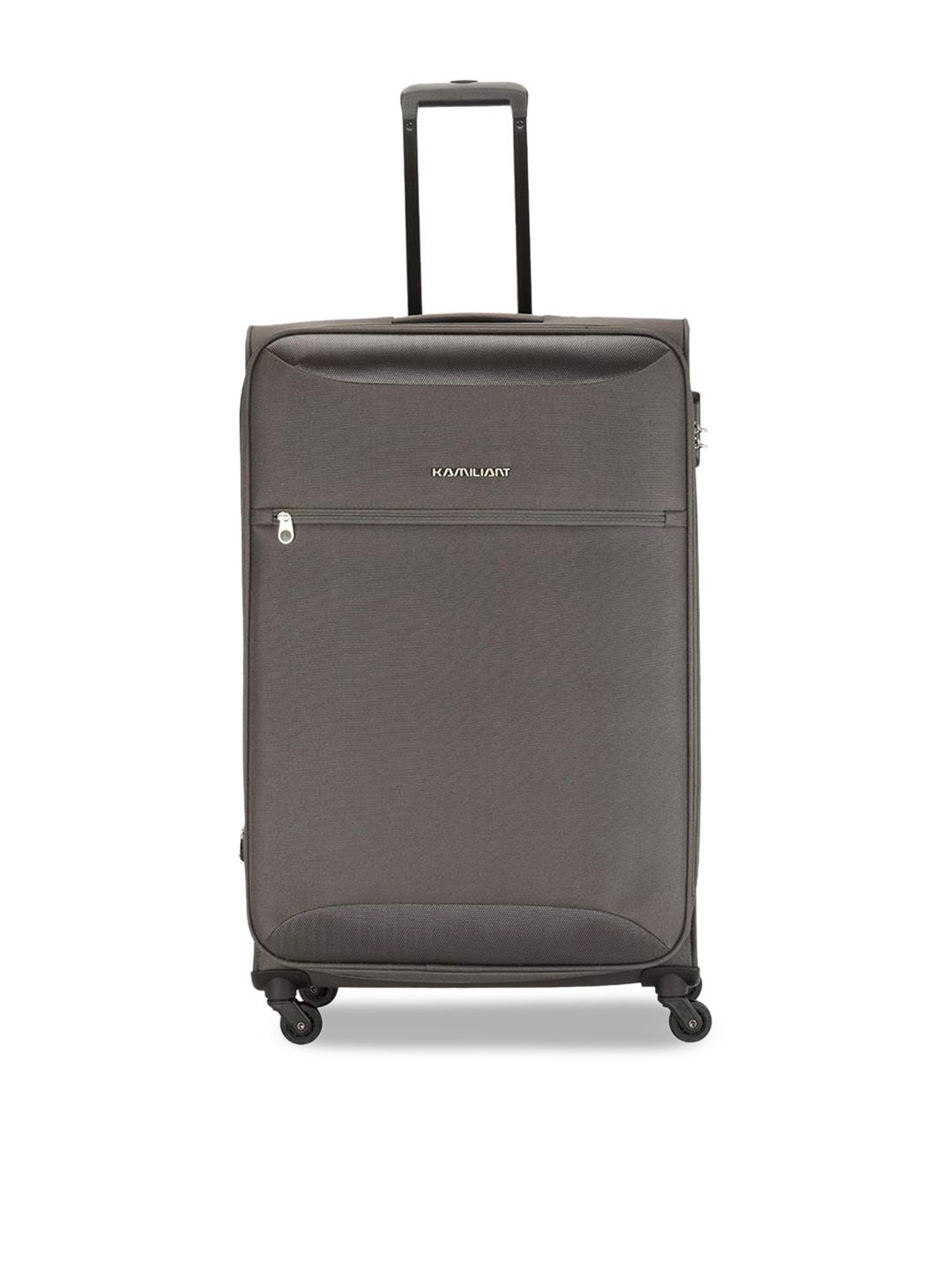 KAMILIANT Grey Solid Soft Sided Large Trolley Suitcase Price in India
