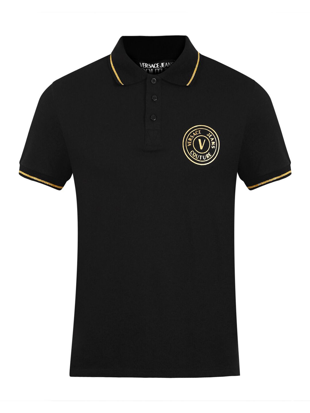 【最安値】新品　VERSACE JEANS COUTURE ポロシャツ M Buy Versace Jeans Couture Men Black Polo Collar Pure Cotton