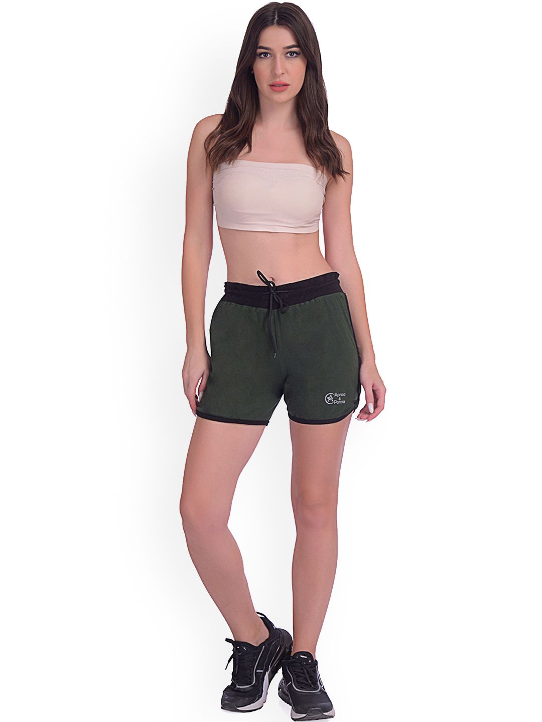 Apraa & Parma Women Green Low-Rise Training or Gym Sports Shorts Price in India
