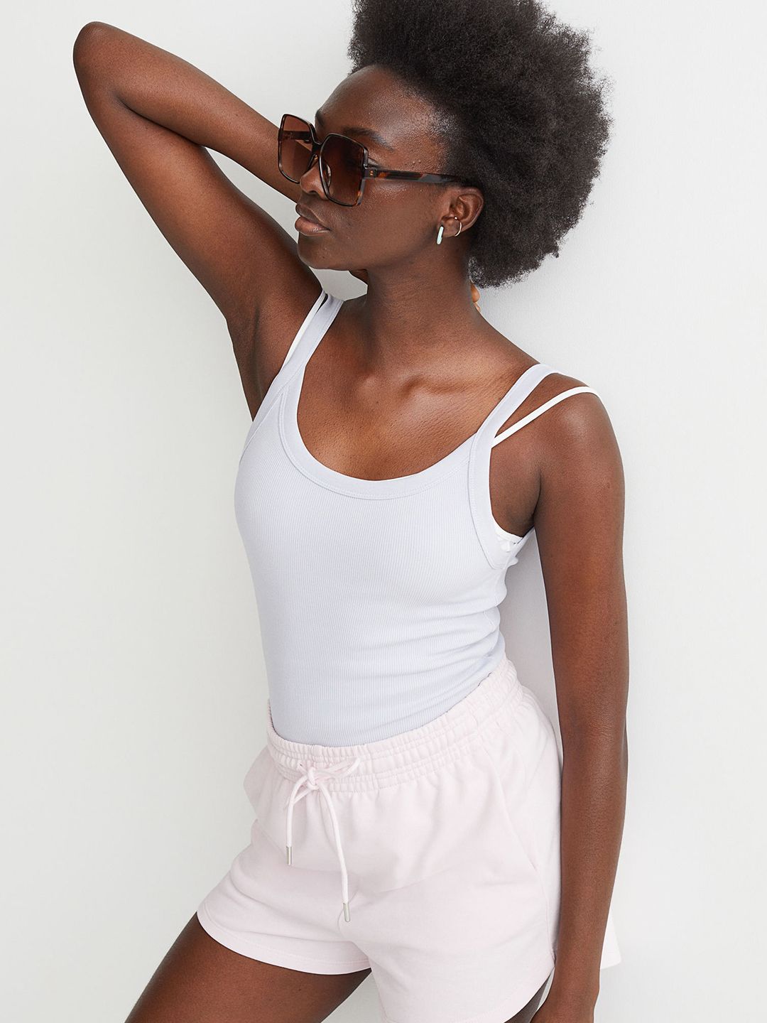 H&M Women Blue Cotton Vest Top