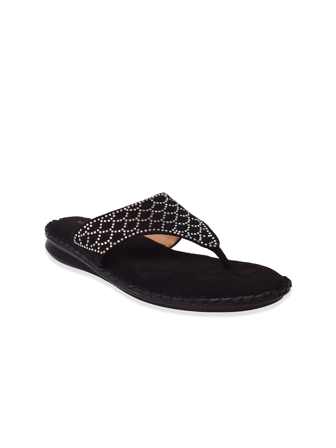 XE LOOKS Women Black Embellished Flats Price in India