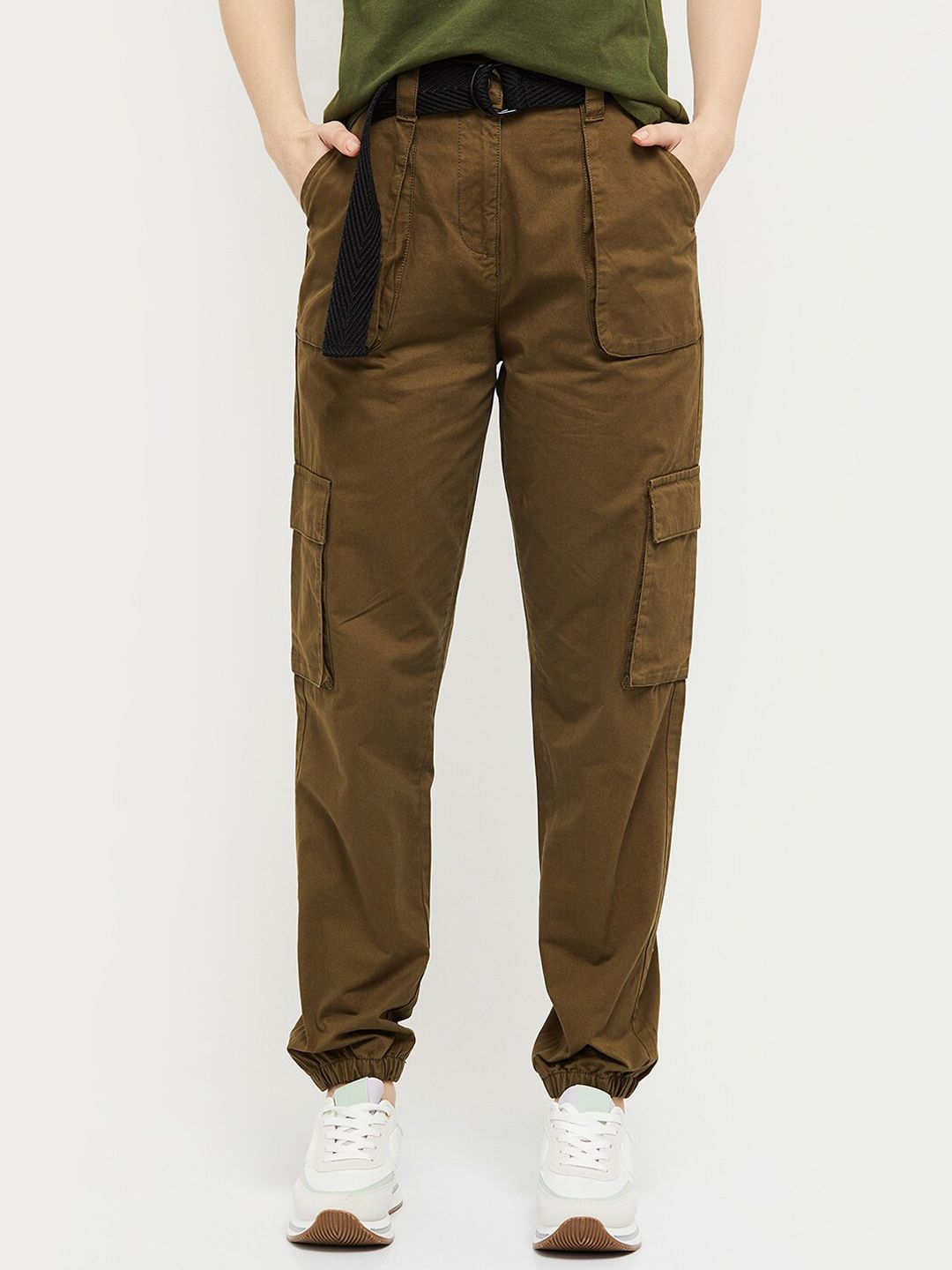 max Women Green Cargos Trousers Price in India