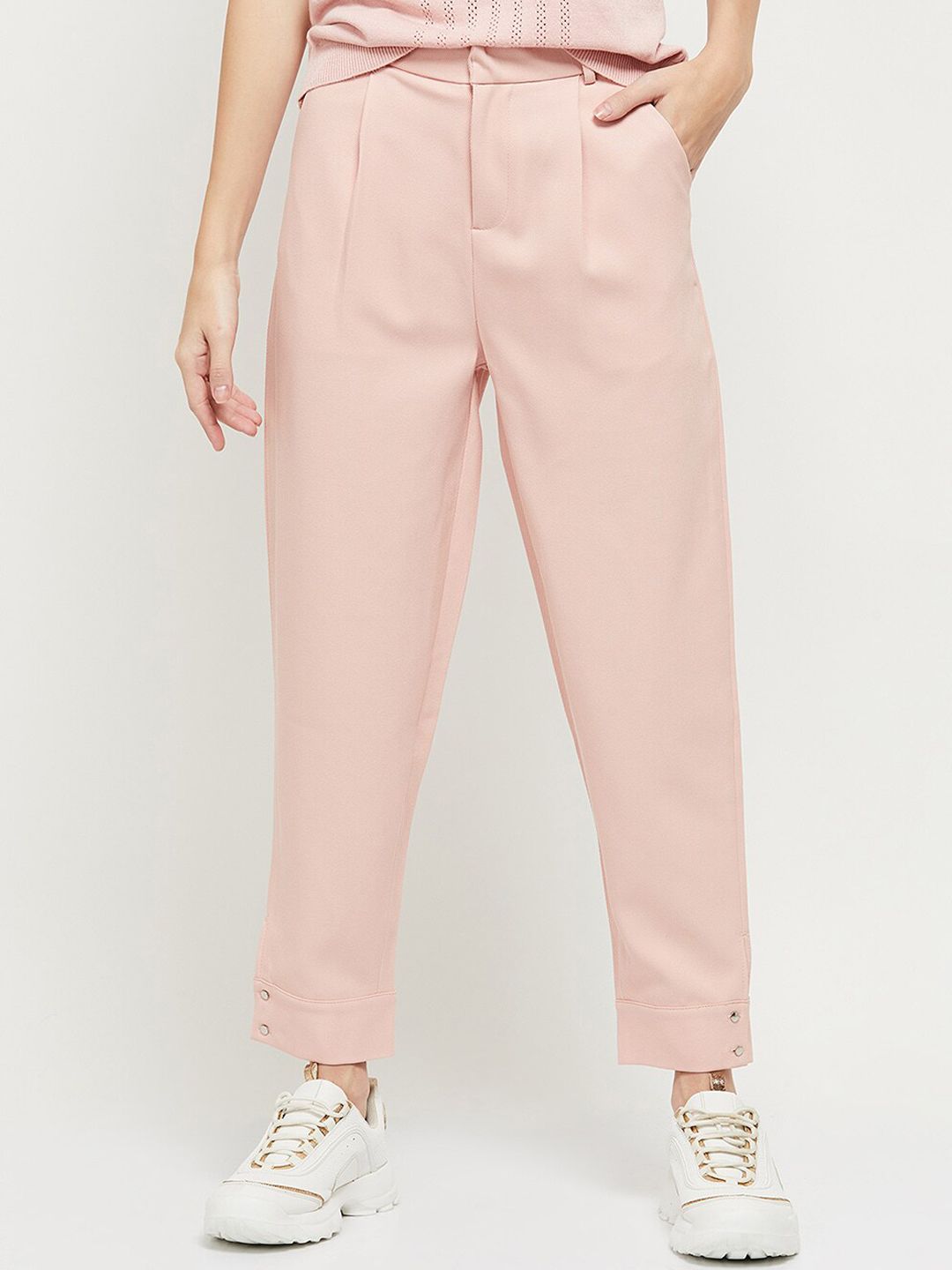 Max Women Pink Pleated Trousers Price in India