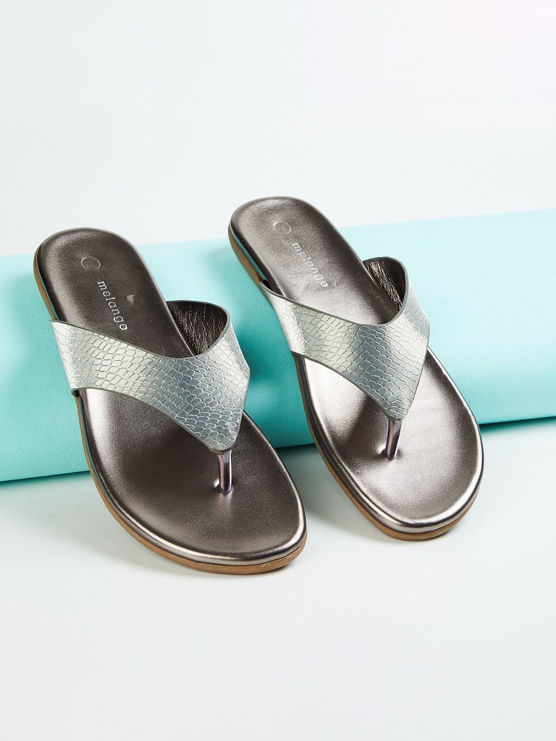 Melange by Lifestyle Women Grey Textured Flats Price in India