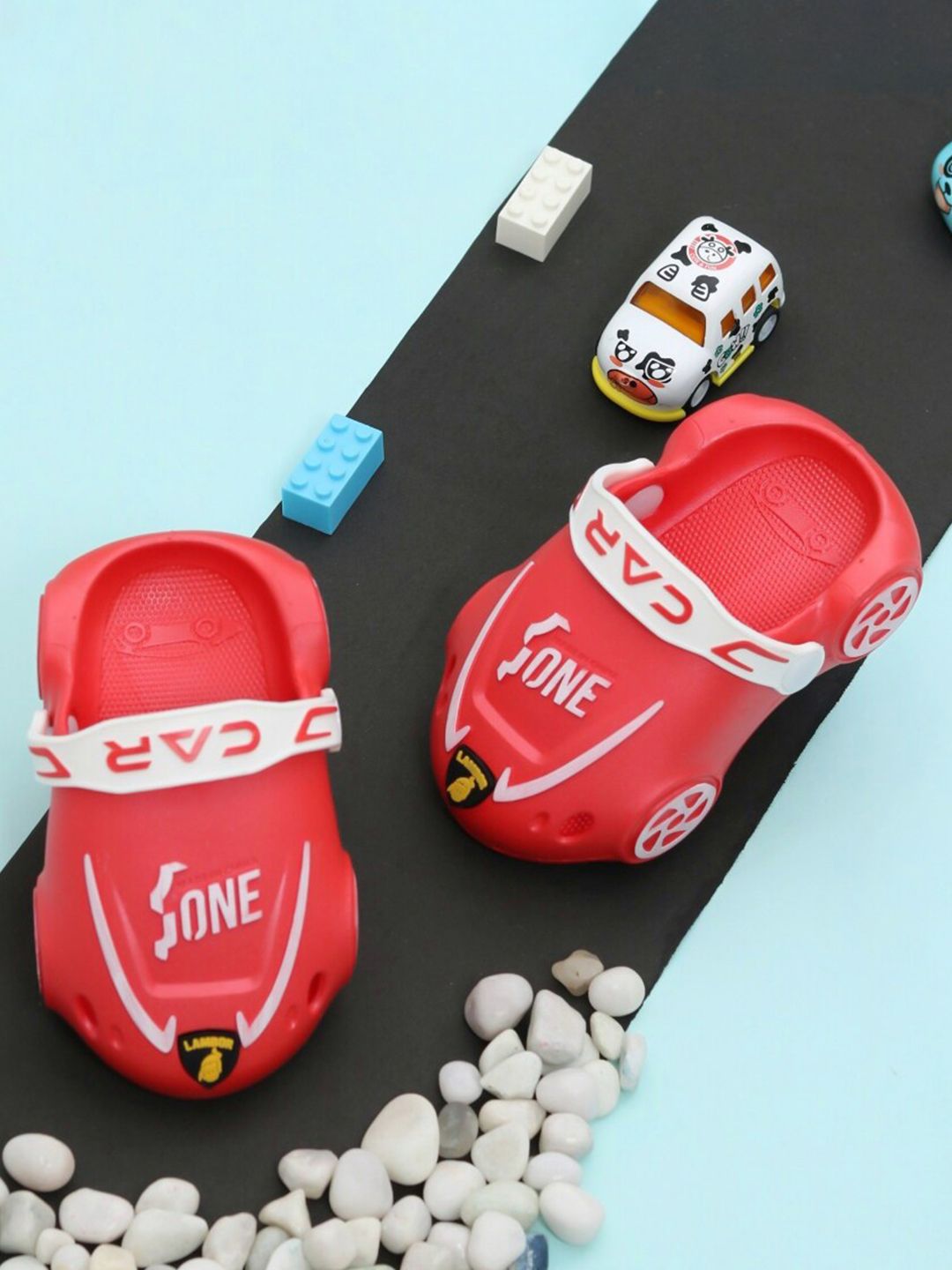 Yellow Bee Boys Red & White Clogs Sandals