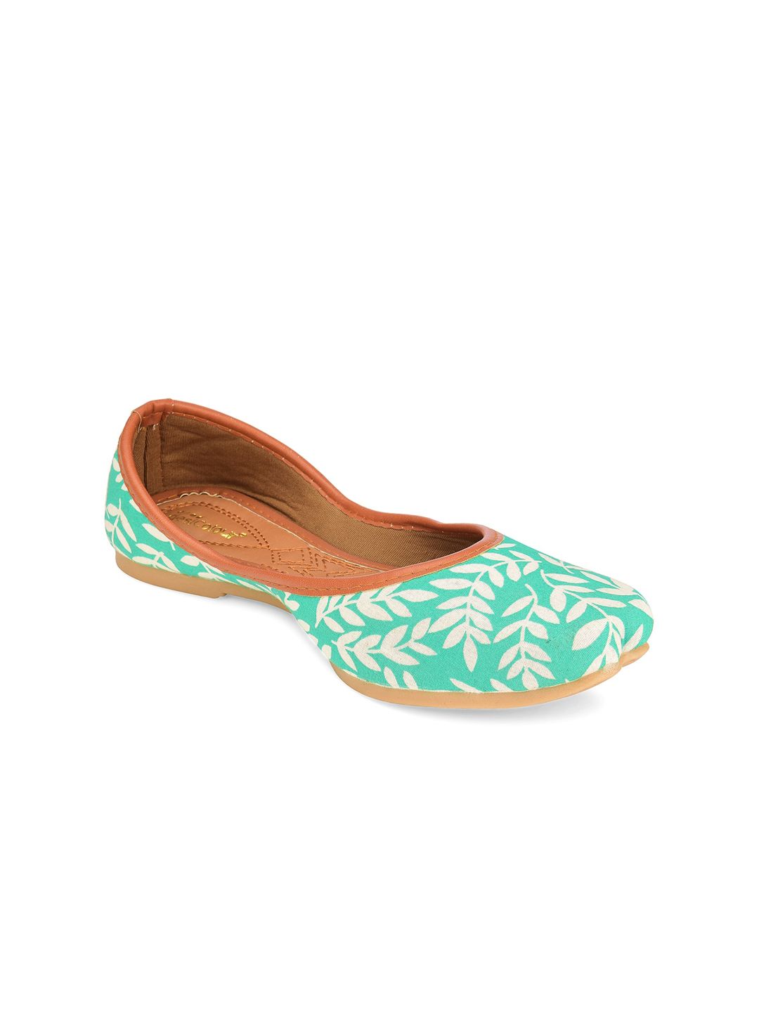 DESI COLOUR Women Sea Green Ethnic Flats