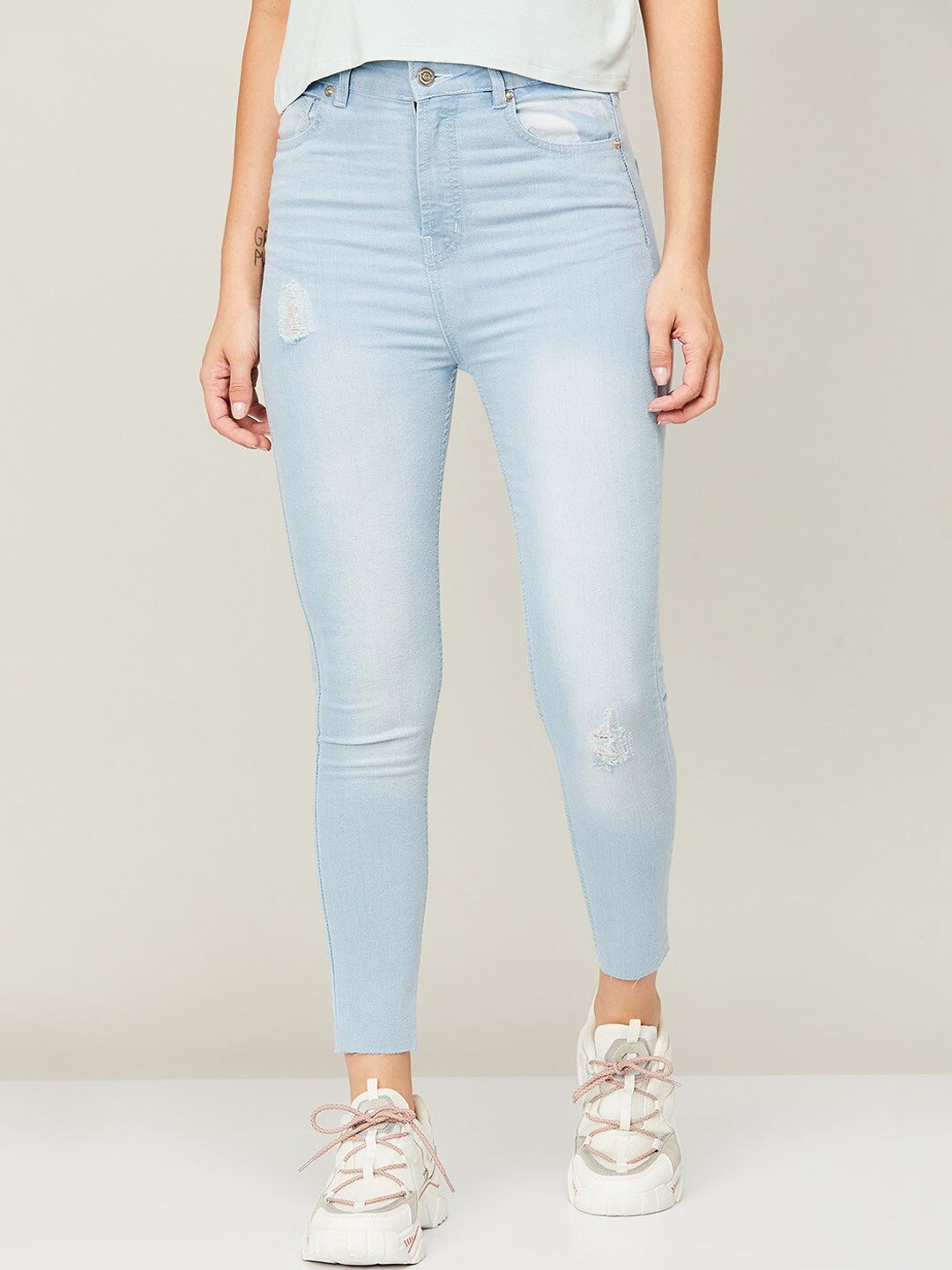 Fame Forever by Lifestyle Women Blue Low Distress Heavy Fade Stretchable Jeans Price in India