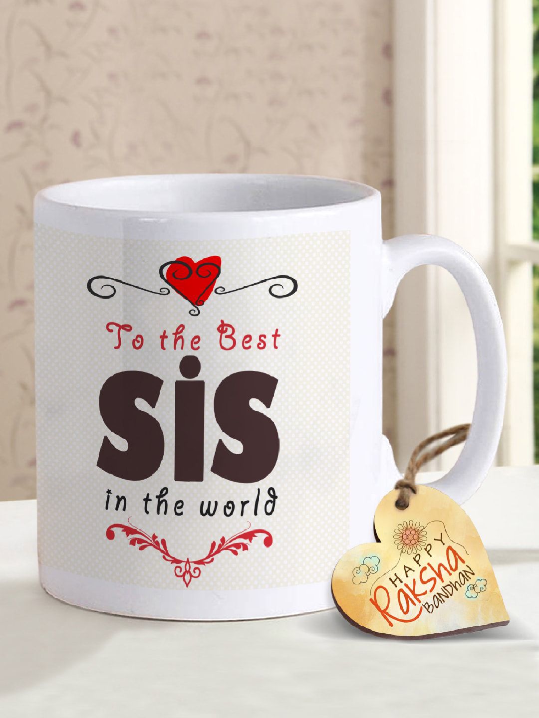 TIED RIBBONS White Text Printed Ceramic Glossy Mug with Tag Price in India