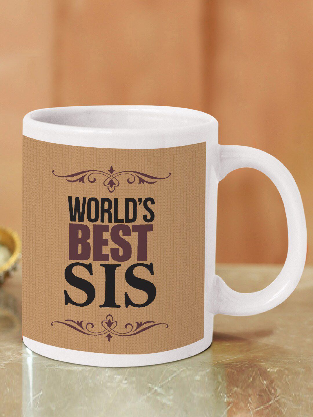 TIED RIBBONS Brown Slogans Ceramic Glossy Best Sister Mug Price in India