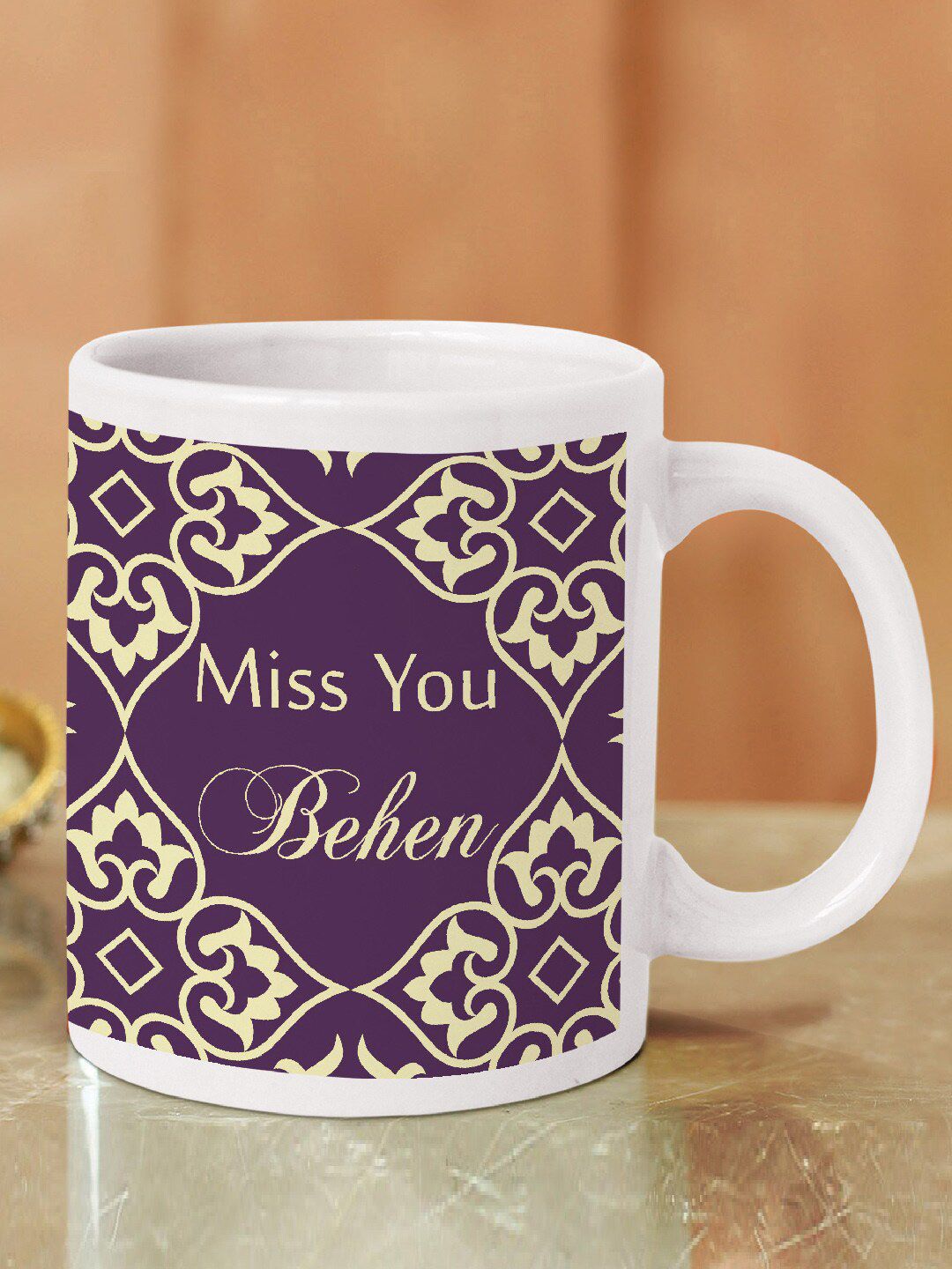 TIED RIBBONS Purple & Yellow Raksha Bandhan Printed Coffee Mug Price in India