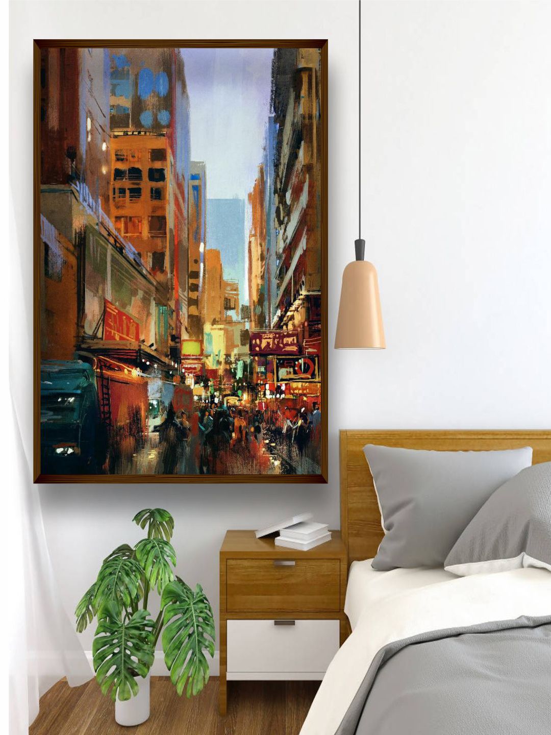 The Art House Orange & Blue Abstract Framed Wall Painting Price in India