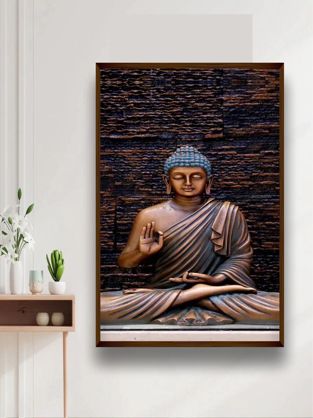 The Art House Brown & Blue Religious Painting Wall Art Price in India