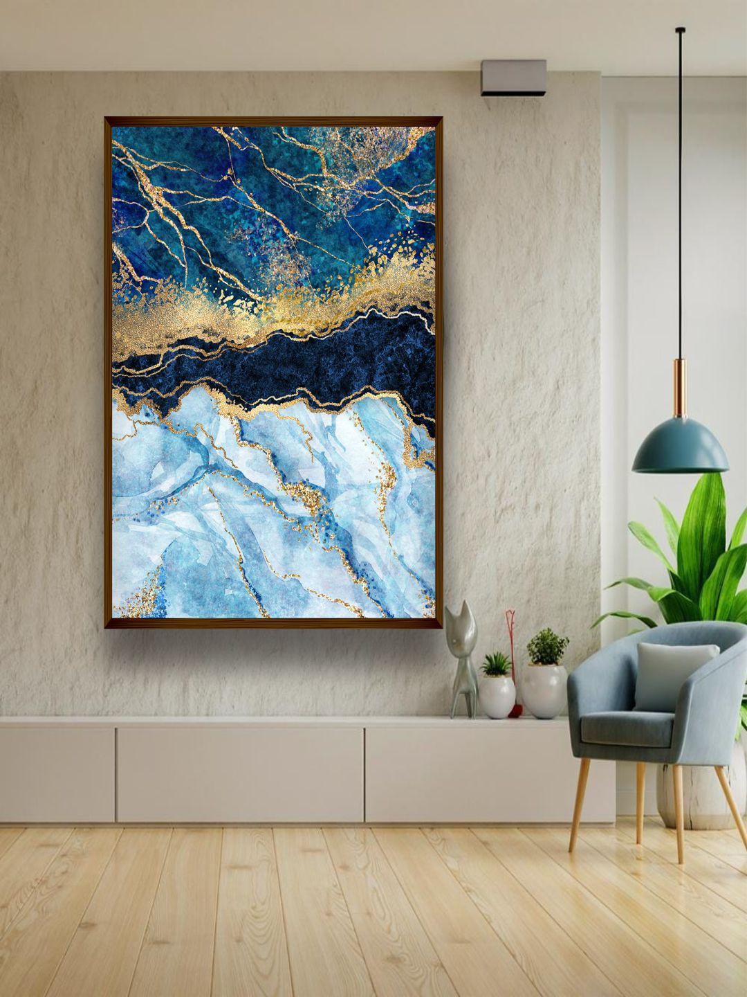 The Art House Blue Abstract Painting Wall Art Price in India