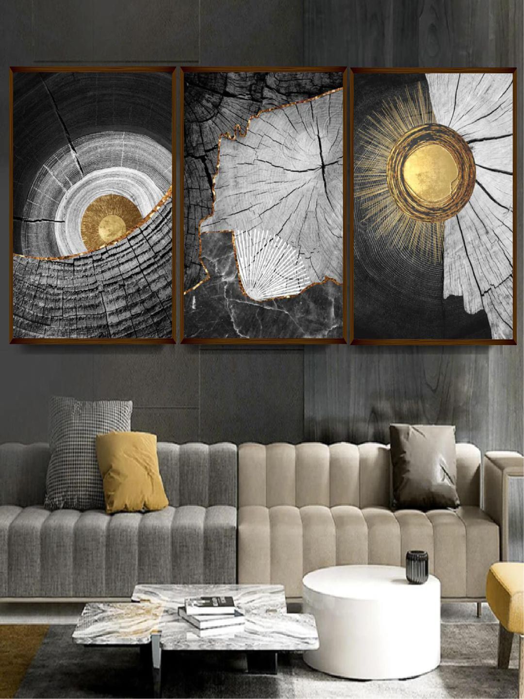 The Art House Black & Gold-Toned Abstract Framed Wall Art Price in India