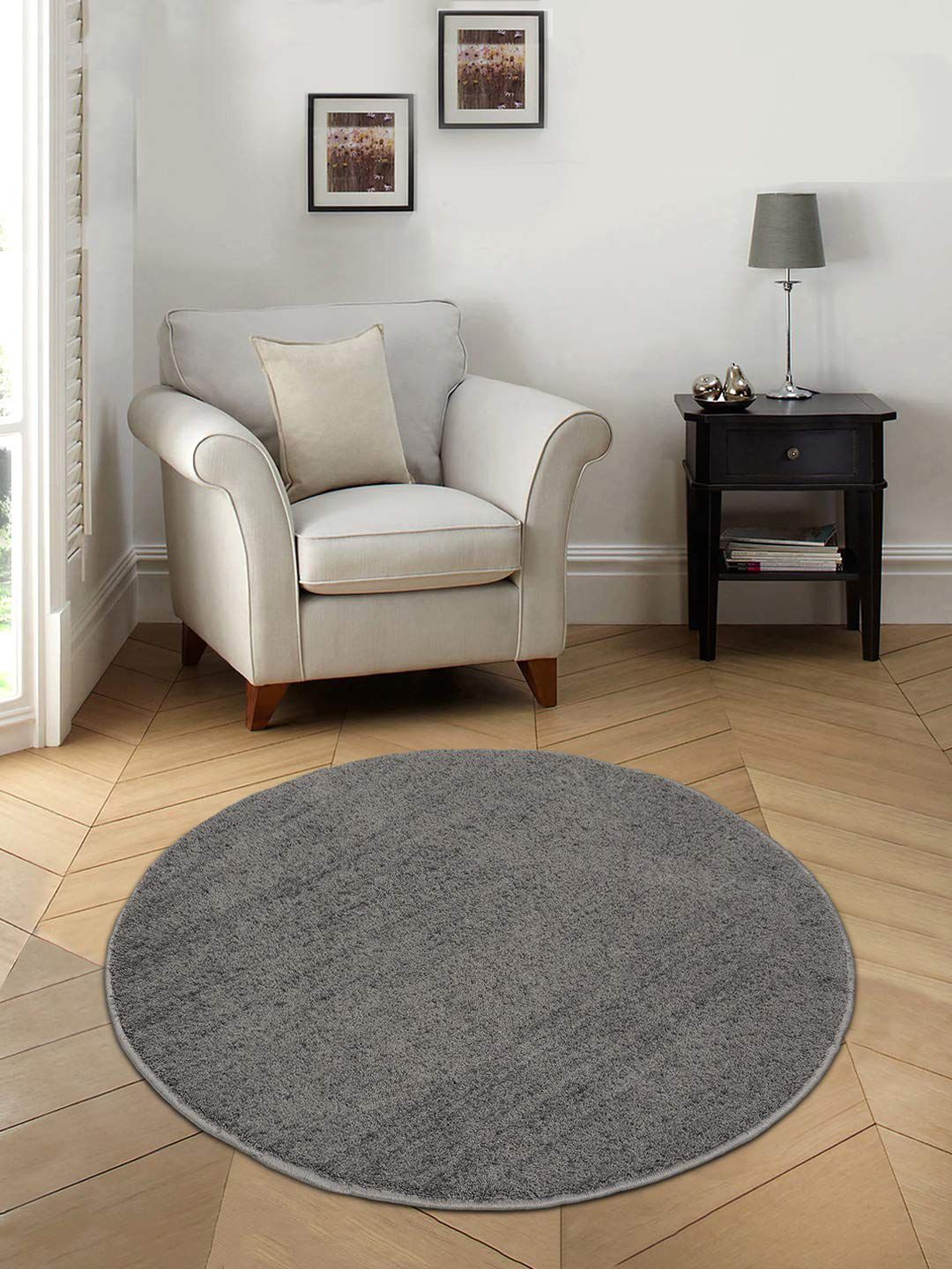 Saral Home Grey Cotton Anti-Skid Round Floor Mats Price in India