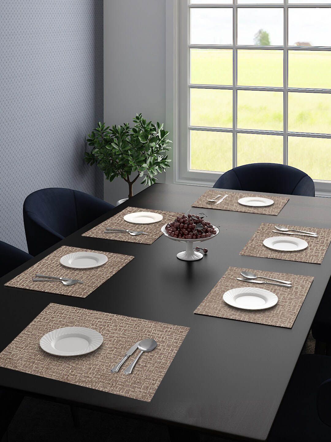 Saral Home Set Of 6 Beige Printed Rectangular Table Placemats Price in India