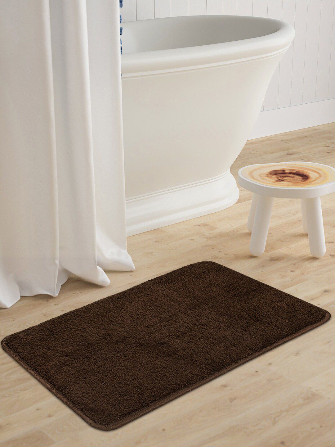 Saral Home Brown Solid 210 GSM Cotton Anti-Skid Bath Rugs Price in India