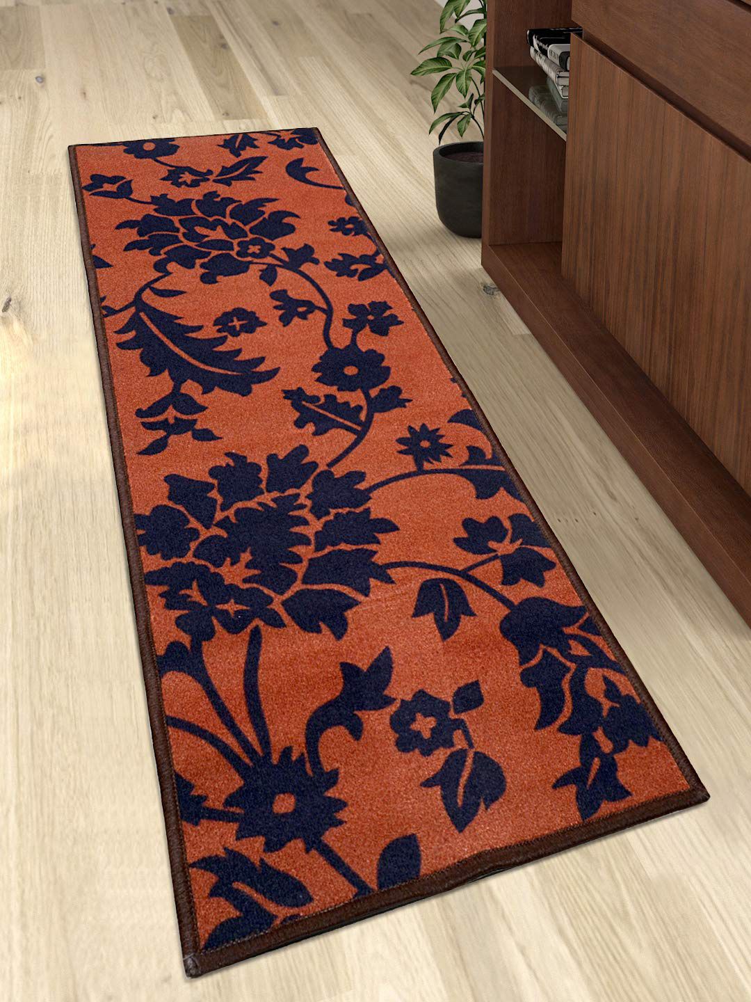 Saral Home Brown Floral Printed Floor Runners Runners Price in India