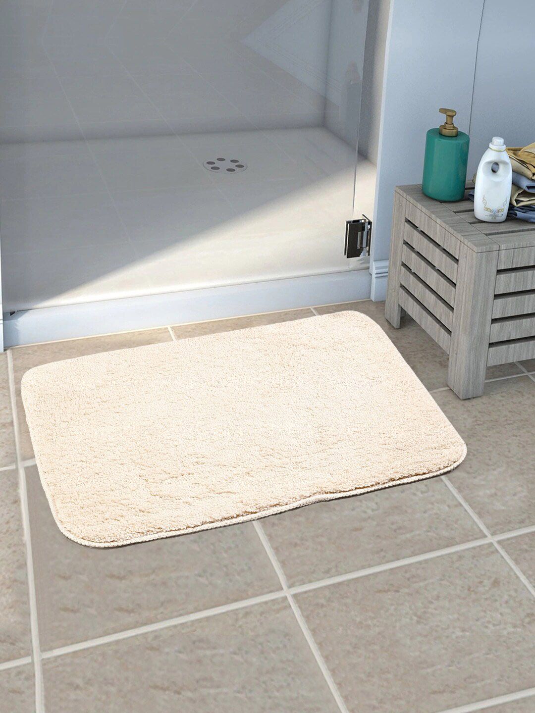 Saral Home Beige Self-Design 210 GSM Bath Rug Price in India