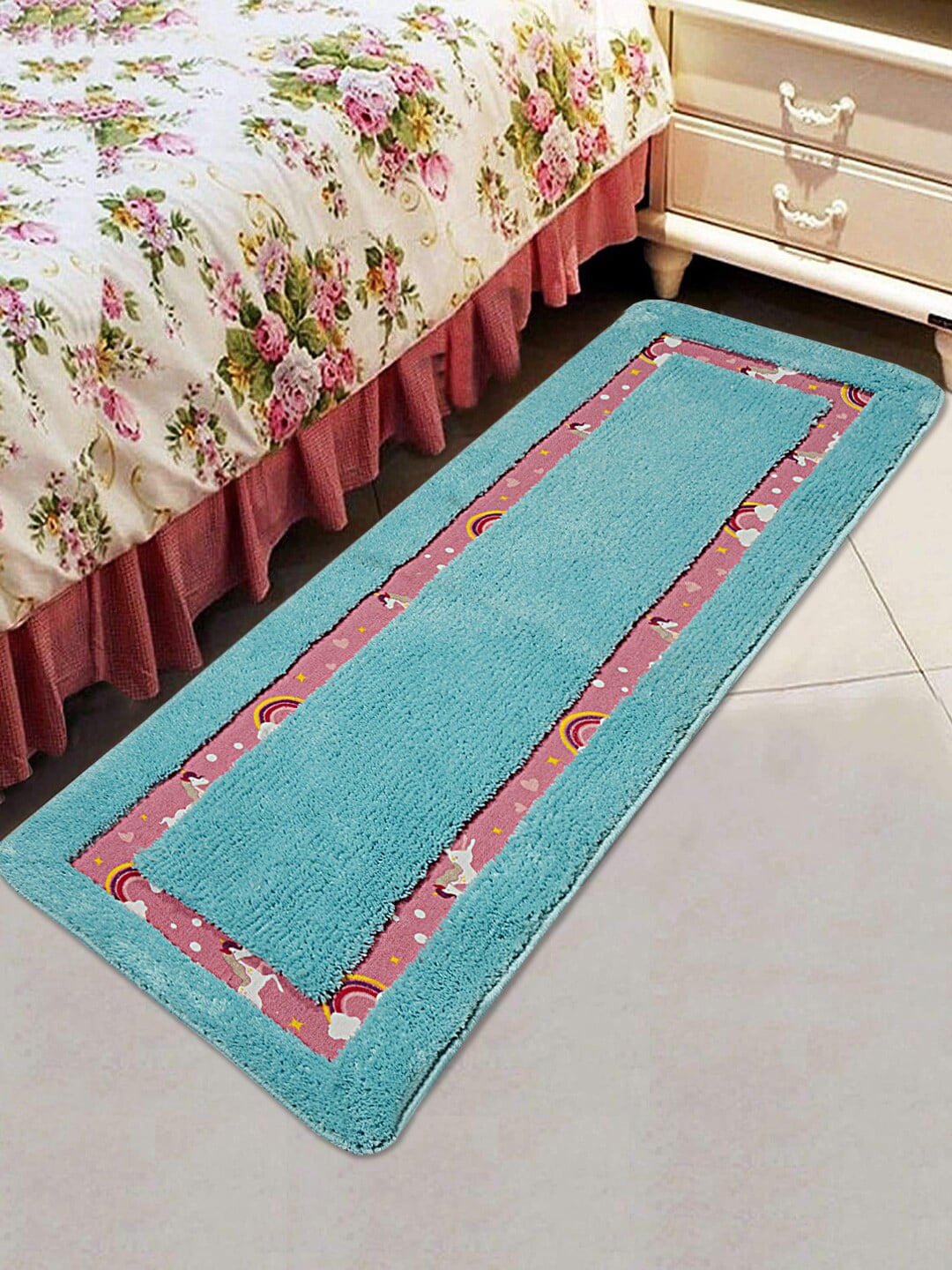Saral Home Turquoise Blue Printed Runners Price in India