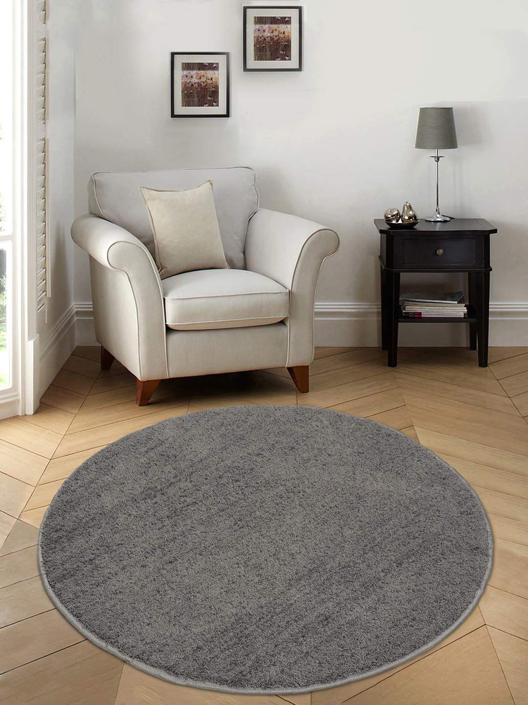 Saral Home Grey Solid Cotton Anti-Skid Floor Mat Price in India