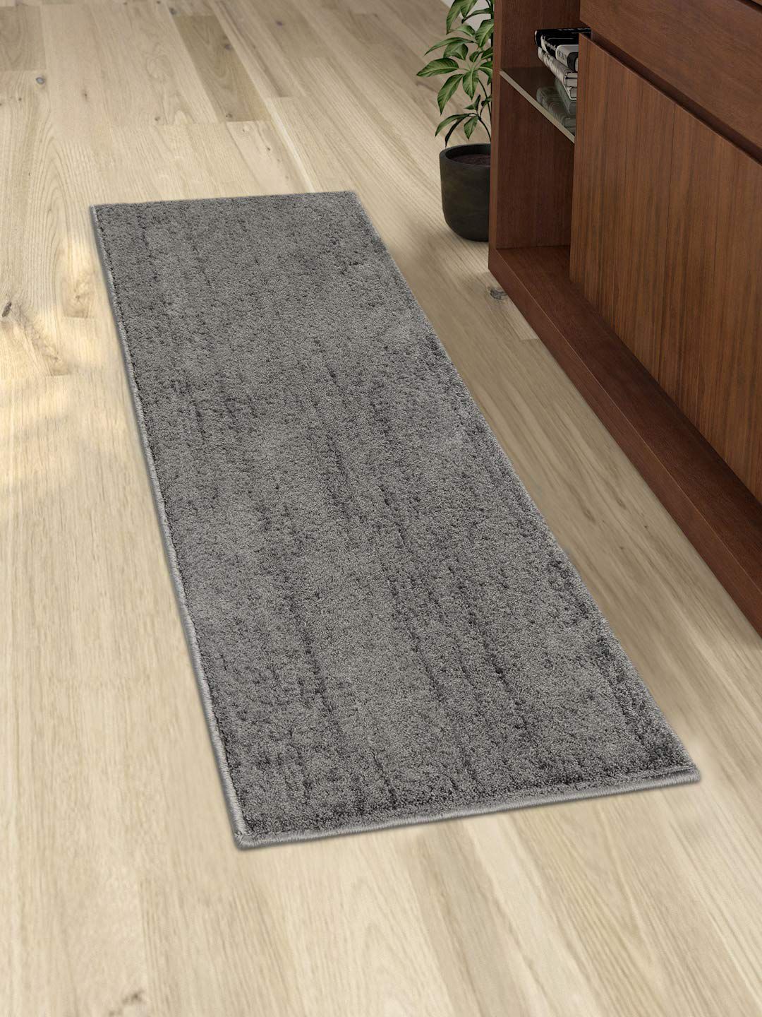 Saral Home Grey Solid Cotton Anti-Skid Runner Mats Price in India