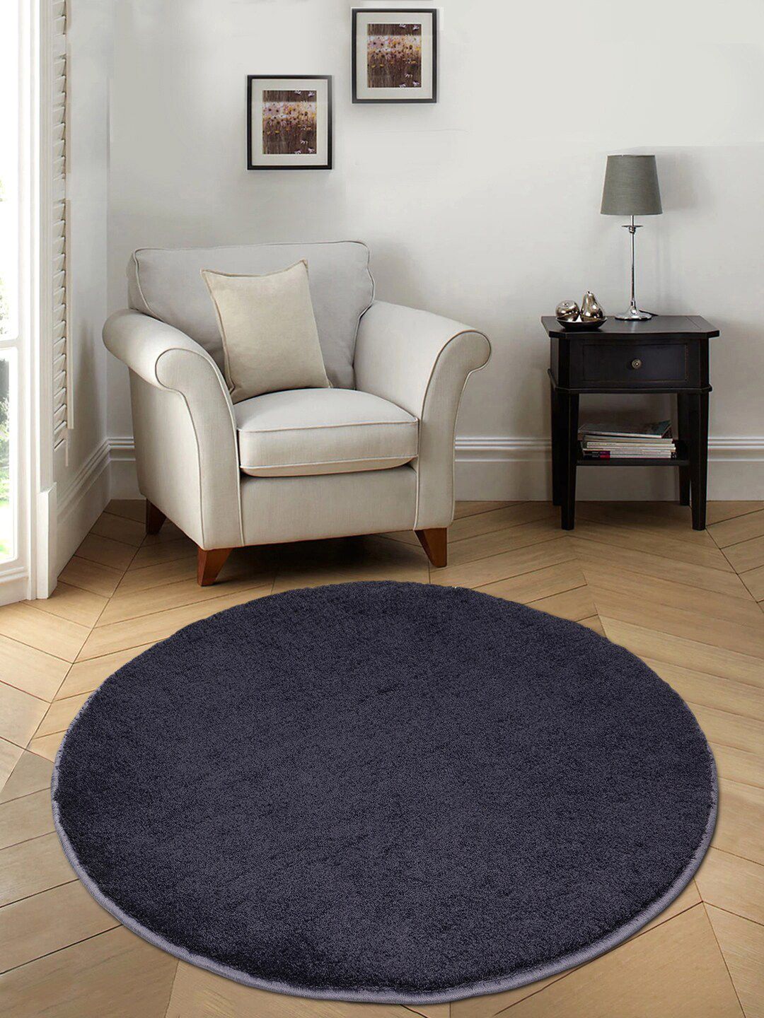 Saral Home Blue Solid Cotton Anti-Skid Round Floor Mats Price in India