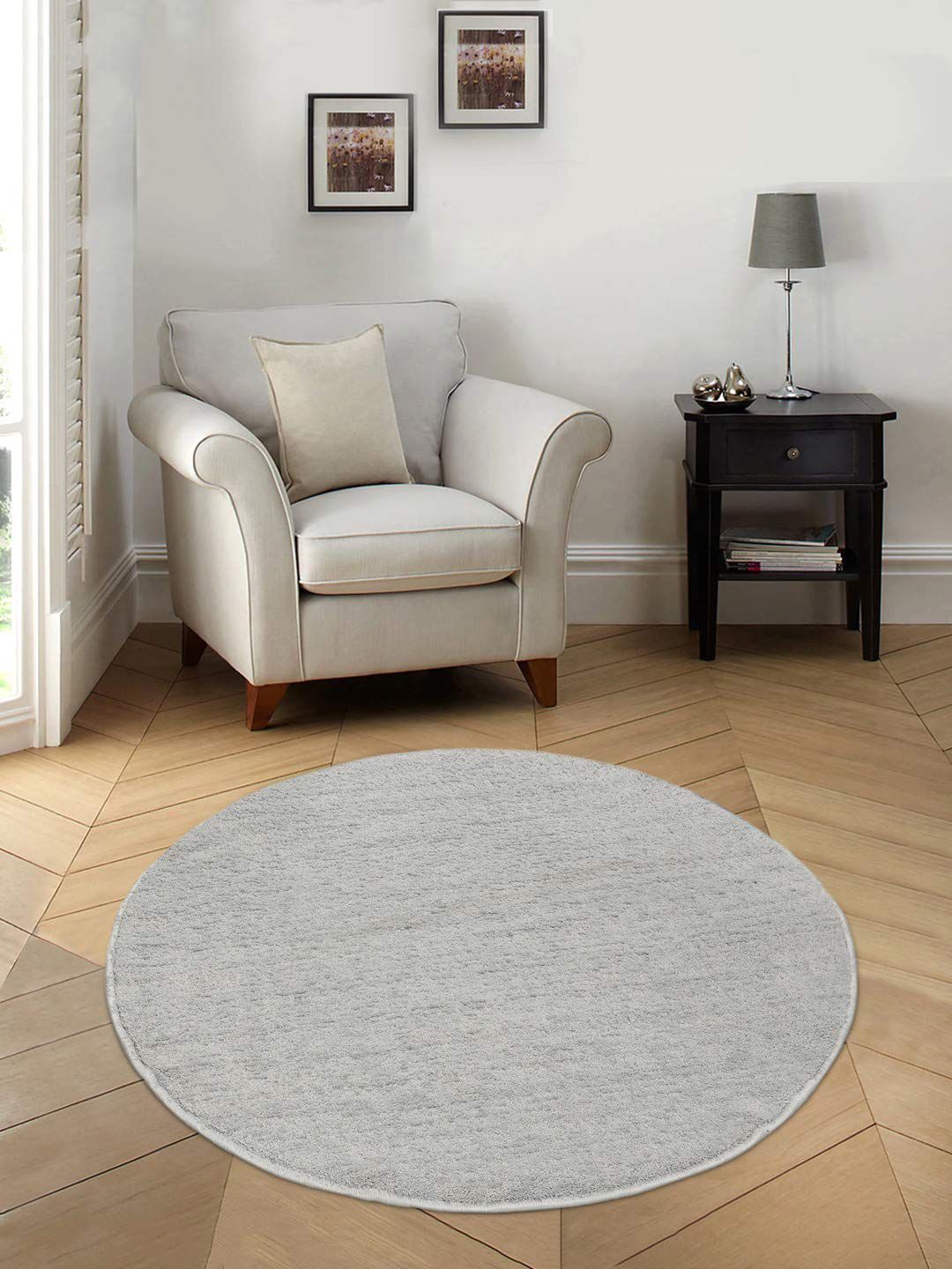 Saral Home Grey Solid Anti-Skid Round Floor Mats & Dhurries Price in India