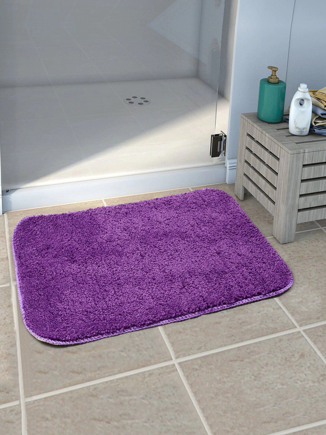 Saral Home Purple Solid 210 GSM Bath Rugs Price in India