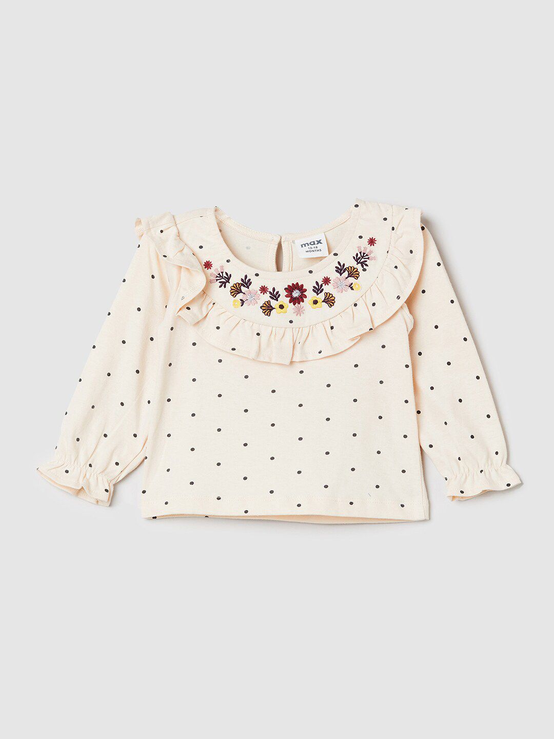 max Kids Girls Cream-Coloured Printed Top
