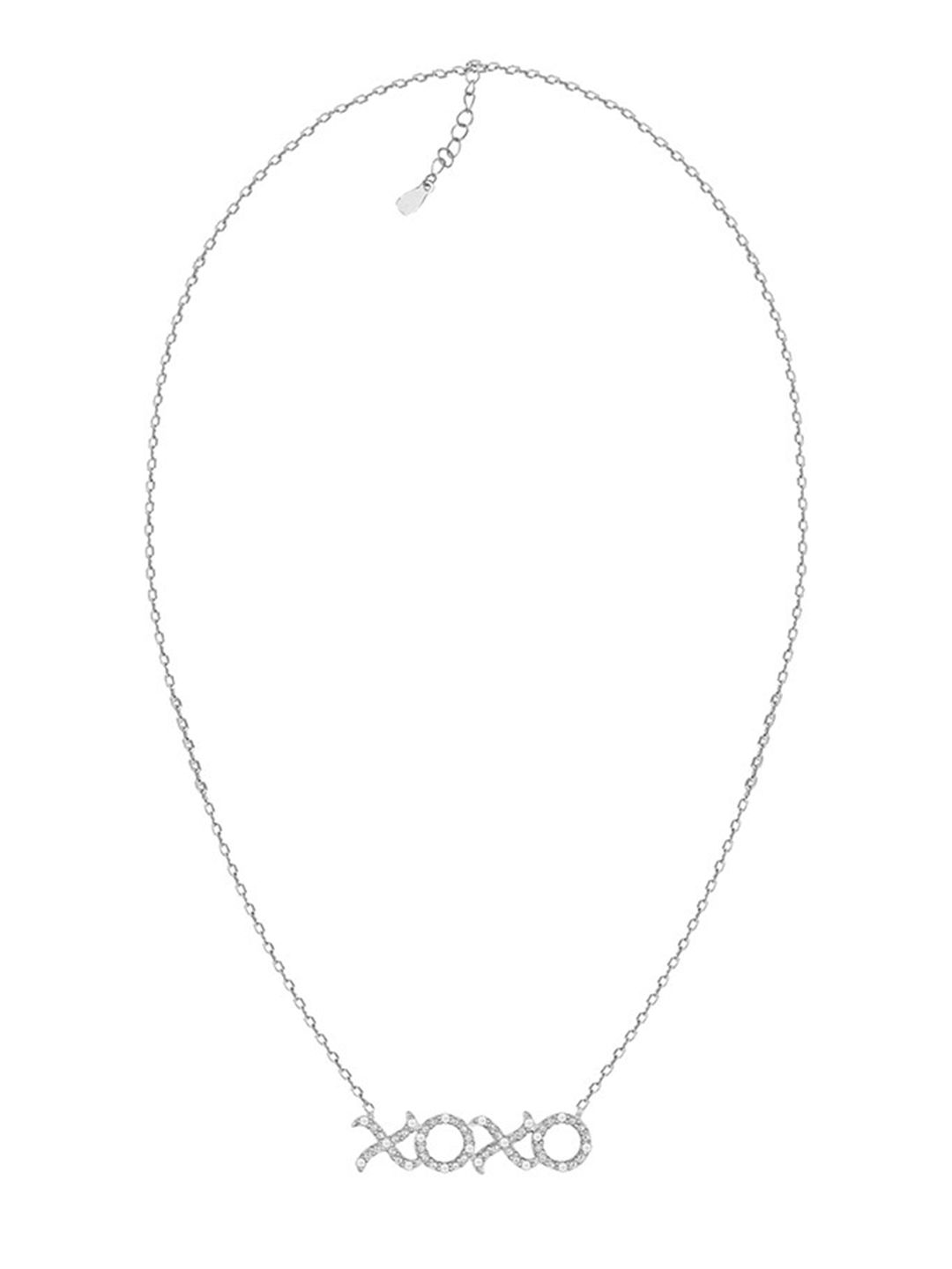 GIVA Silver-Toned & White 925 Sterling Silver Rhodium-Plated Necklace Price in India