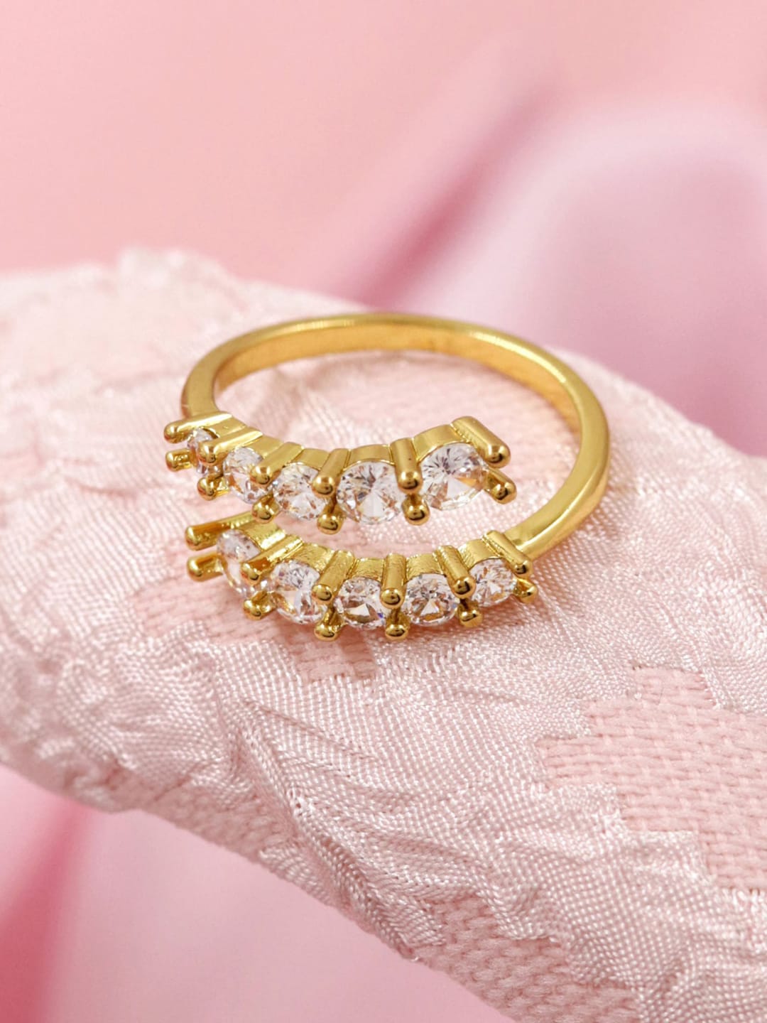 Bellofox Gold-Plated White Stone Studded Finger Ring Price in India