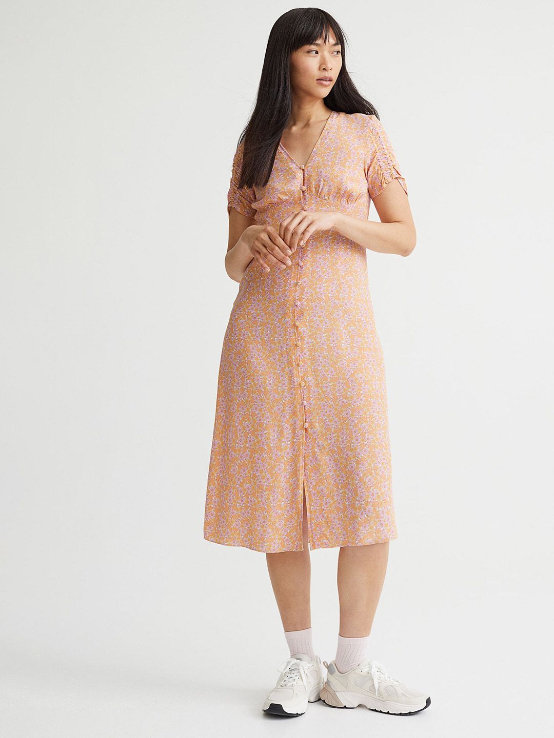 H&M Women Orange Button-Front Dress Price in India