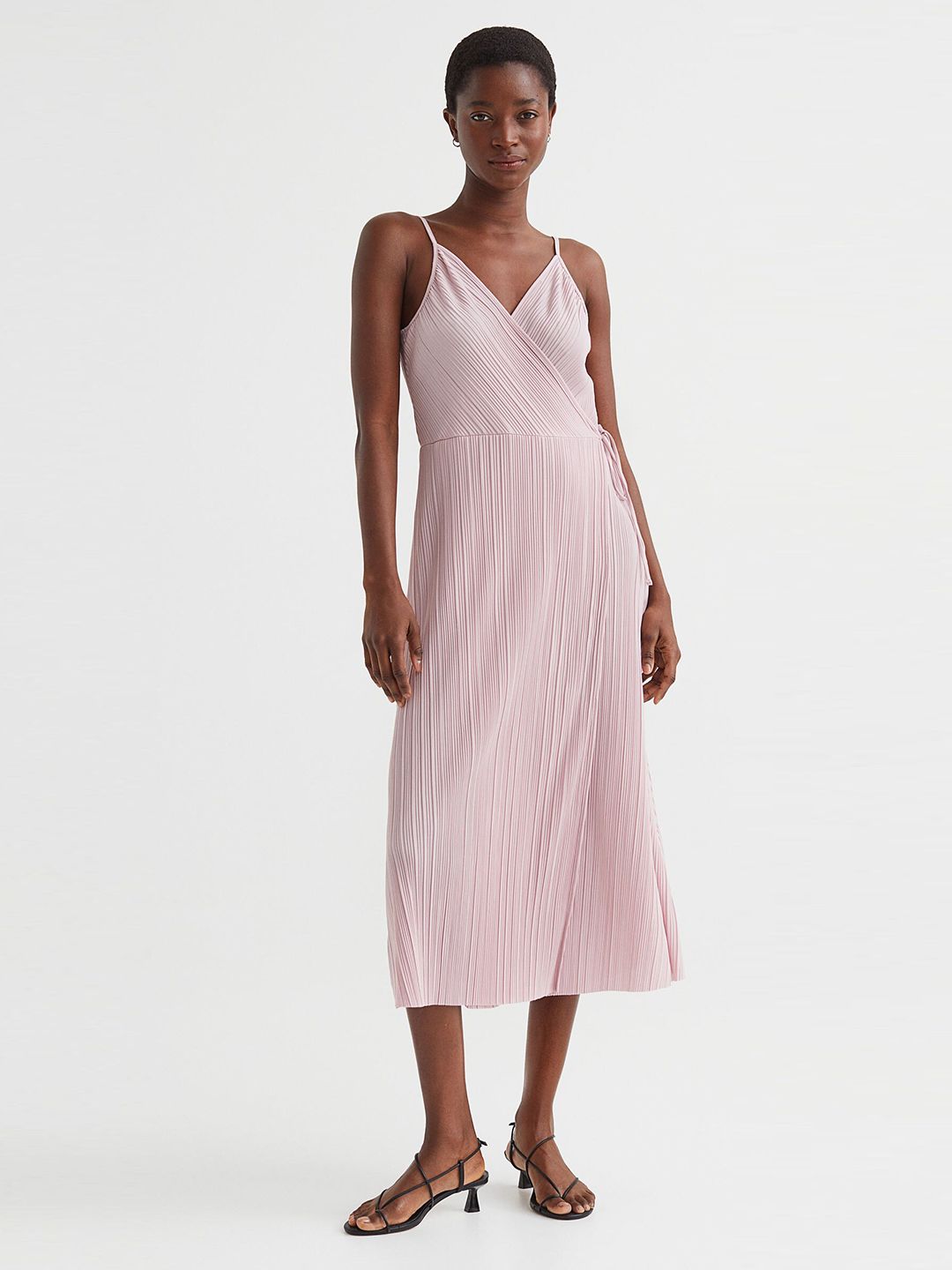 H&M Women Pink Pleated Dress Price in India
